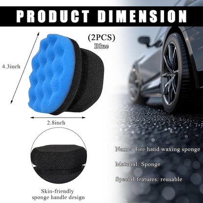 KVAEY 2 PCS Tire Dressing Applicator Pads, Reusable Hex Grip Tire Shine Applicator Polishing Sponge Pads, Wheel Tire Shine Detailing Foam for Most Vehicles, Car Accessories (Black, 3.15")