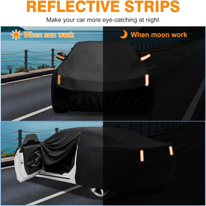 NEVERLAND Sedan Car Cover Waterproof Heavy Duty All Weather Protection Snow Anti-UV Windproof Outdoor Full Car Cover Fit for Automobiles BMW/Mercedes-Benz/Honda（for Car Size:183''L x 70''W x 59''H）