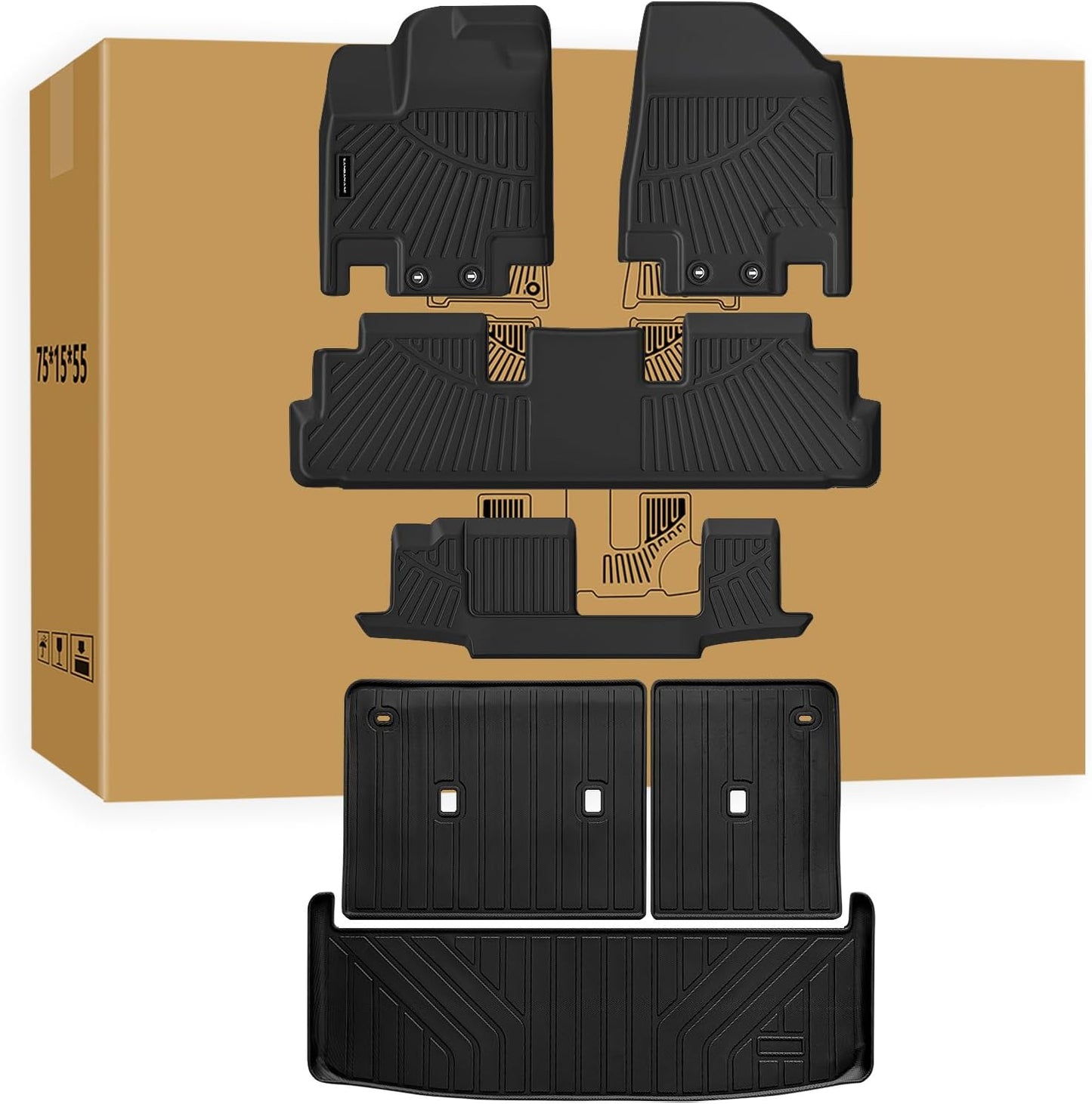 Floor Mats & Trunk Mat for 2012-2017 Chevy Equinox/GMC Terrain,TPE All Weather Protection 2 Rows Car Floor Liners with Cargo Liners for Chevrolet Equinox Accessories