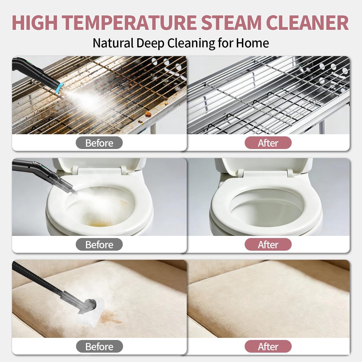 Steam Cleaner for Home & Car, 3-Level Adjustable Steamer for Cleaning with Temp Display,15s Fast Heat,1.8L Large Tank, 4Bar Powerful Steam for Grout,Grease,Tile,Couch,Toilet, Car Detailing,Windows