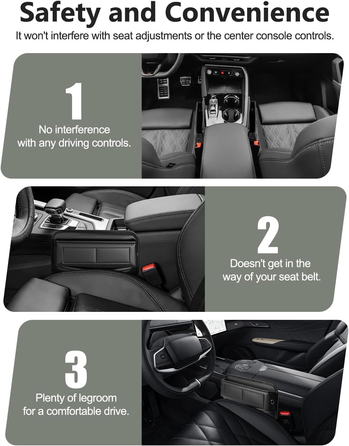 Universal Fit Car Gap Filler, Premium Leather Front Seat Gap Filler Organizer Center Console Seat Side Essentials Organizer with Card Slots, Easy Access to Phone, Sunglasses, Key for Car, SUV Truck