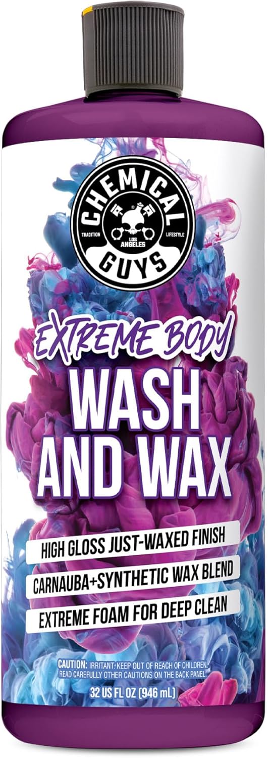 Chemical Guys Extreme Bodywash & Wax Foaming Car Wash Soap - Soap for Foam Cannons, Foam Guns, or Bucket Washes for Cars, Trucks, Motorcycles, RVs, and More, Grape Scent - 128 oz (1 Gallon)