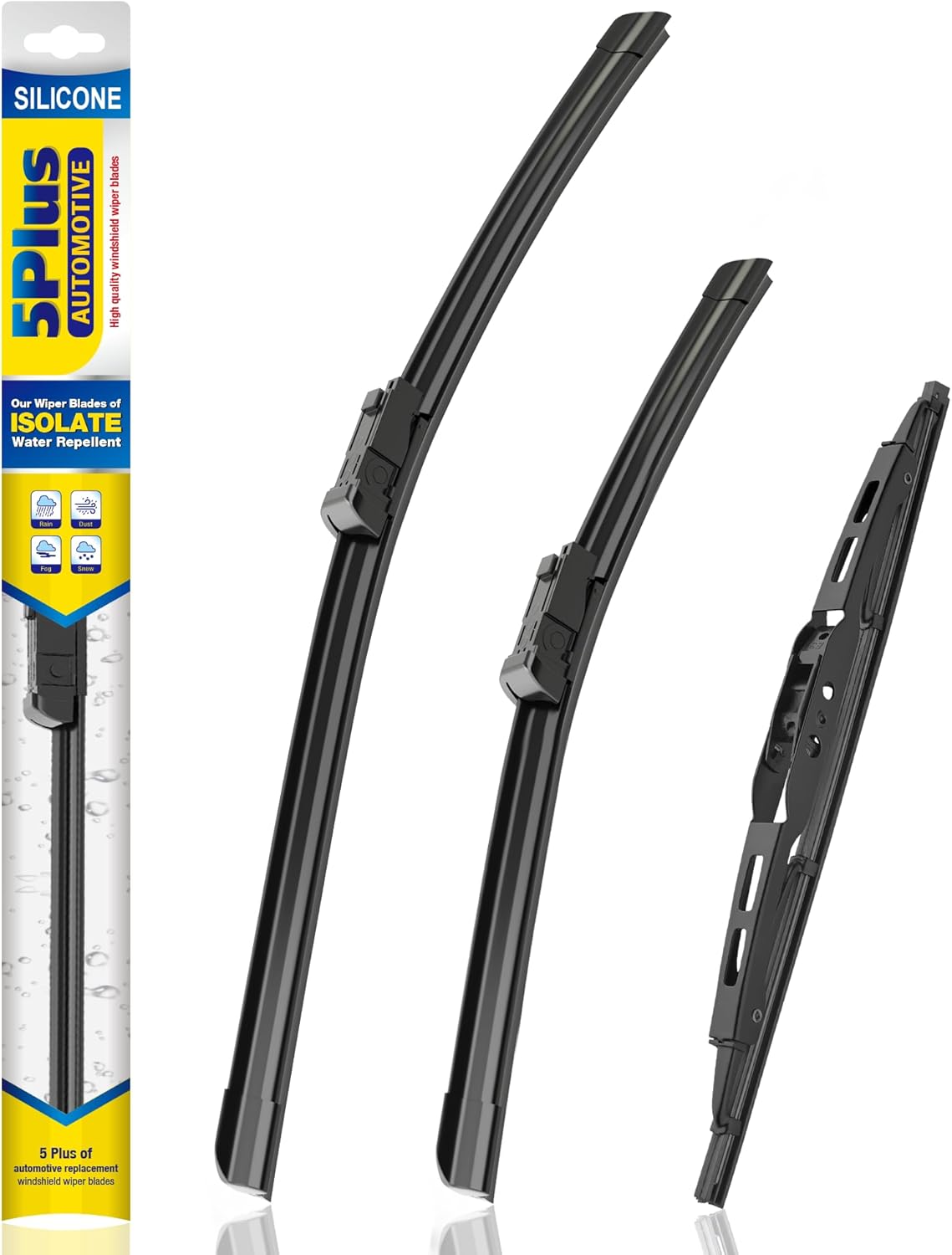 5 PLUS® Silicone Windshield Wipers Replacement for 2019-2024 Toyota RAV4/ 2006-2015 Mazda 5 Wiper Blades(Set of 3), Windshield Wiper Blades For My Car-26"/16"/12" - Colors C