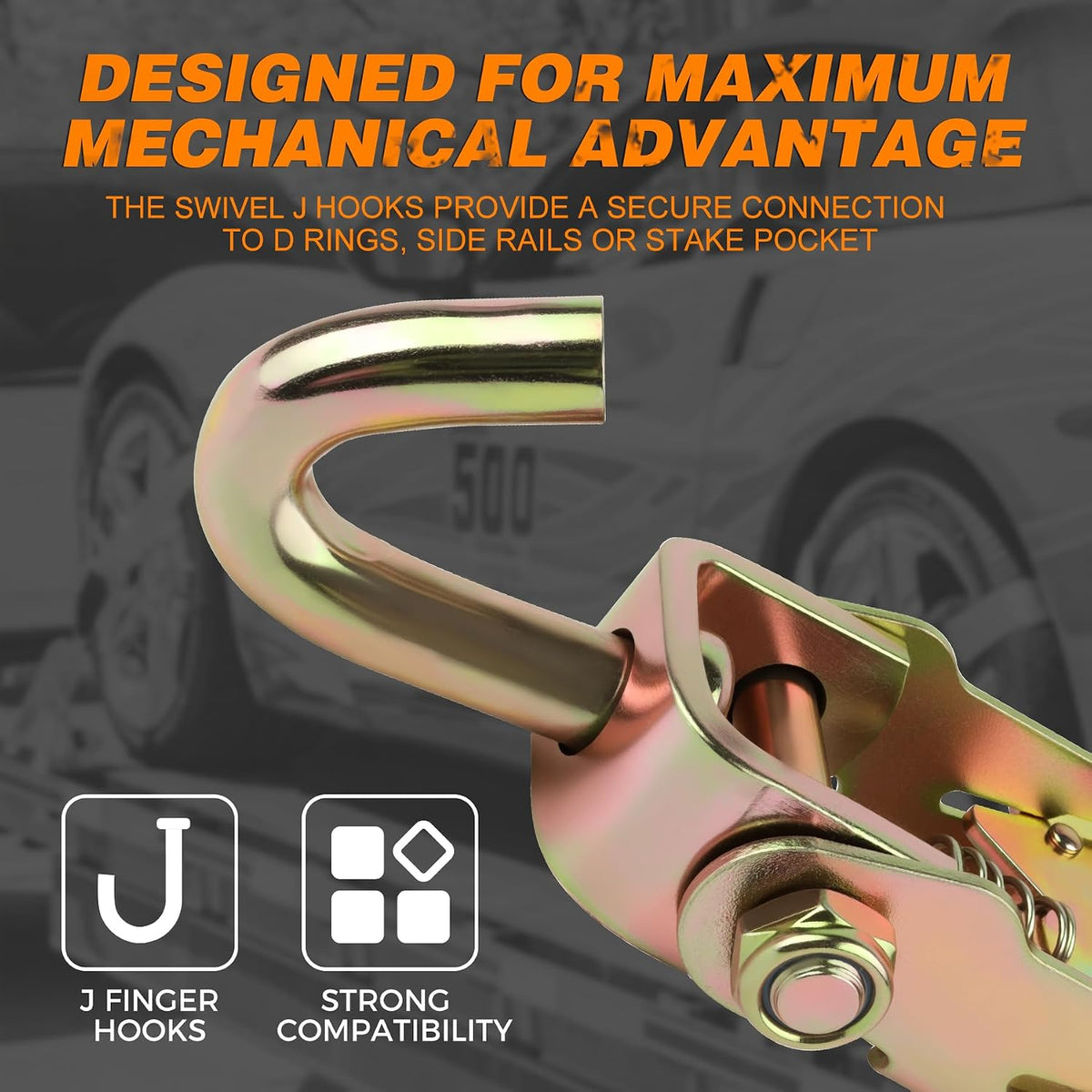 Heavy Duty Car Tie Down Straps with Flat Hook-10,000lbs Break Strength-4Pack Tire Ratchet Straps for Trailers,Trucks,UTV