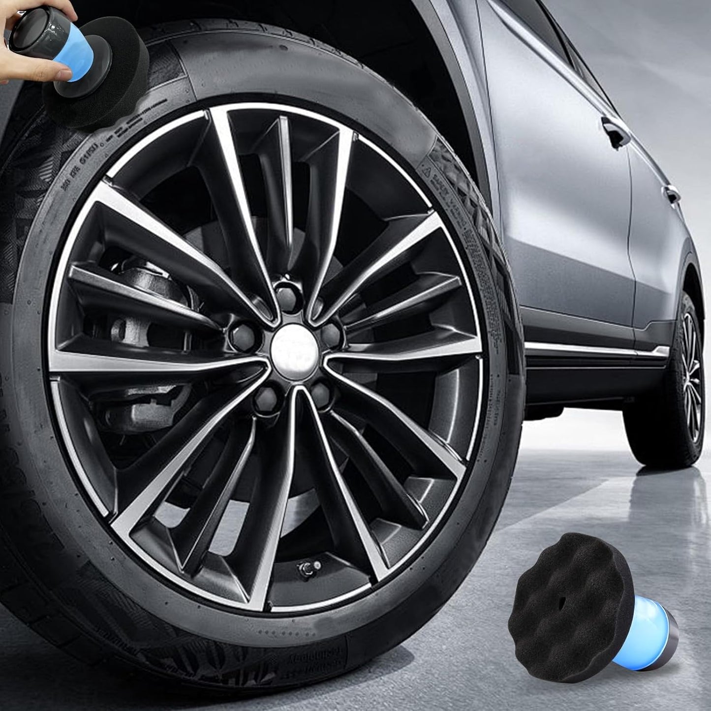 Tire Shine Applicator with 2 Detachable Foam Applicator Pads for Car Cleaning and Fine Polishing Reusable Tire Dressing Applicator for Car Truck SUV Motorcycle