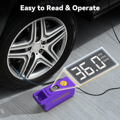 150 PSI Tire Inflator Portable Air Compressor, 12V DC Auto Shutoff Air Pump with Digital Pressure Gauge and Emergency LED Light for Car Tires, Bicycle & Balloons, Black