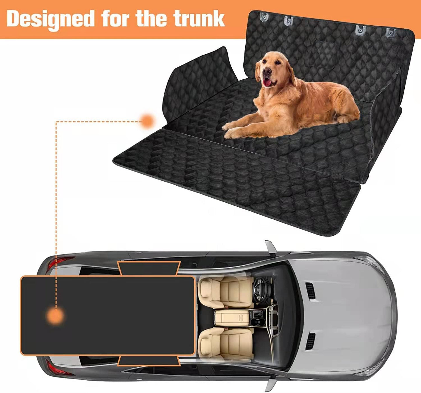 PETICON SUV Cargo Liner for Dogs, Waterproof Trunk Cover for SUVs with Bumper Flap Protector, Scratchproof Durable 600D Oxford Fabric, Non-Slip, Machine Washable