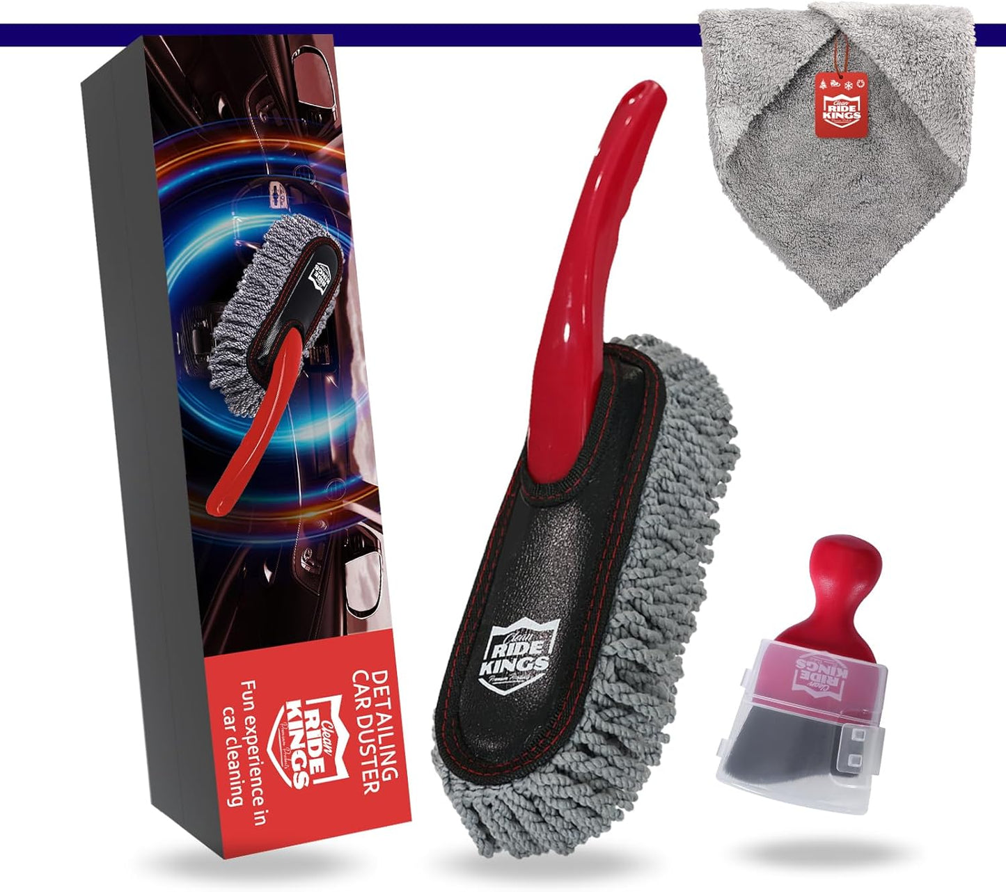 Car Detailing Kit - 3 Packs: Car Duster, Interior Cleaning Brush, Microfiber Towels | Detail Tools