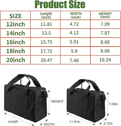 Small Tool Bag,Close Top Wide Mouth Tool Organizer Bag,Large Capacity Tool Bags for Men,Canvas Tool Storage Bag for Storage Handbag for Screwdrivers,Wrench,Pliers Hand Tools (black, 12 Inch)