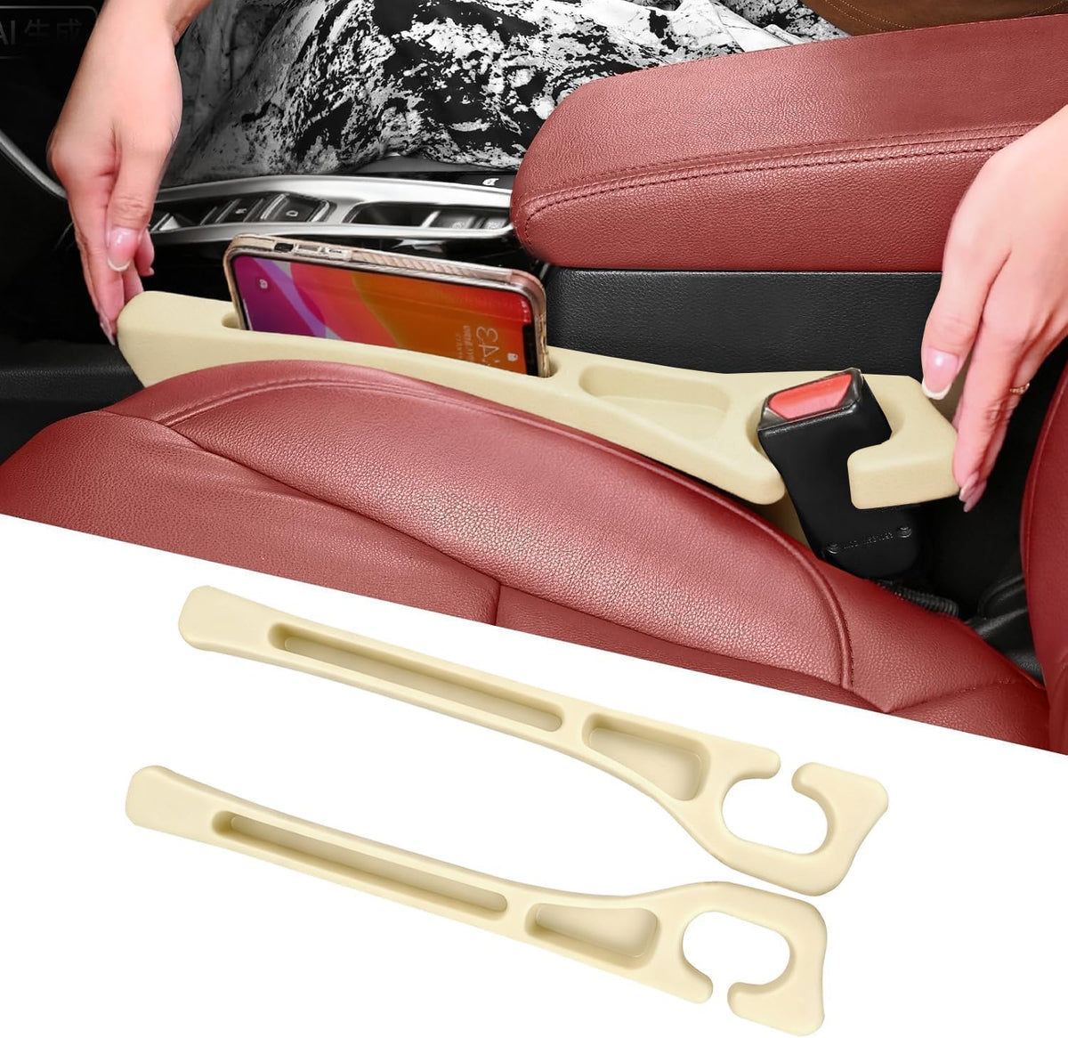 7F Car Seat Gap Filler, Organiser Between Seat and Centre Console, Universal Car Accessories, Fit SUV Truck Storage Black