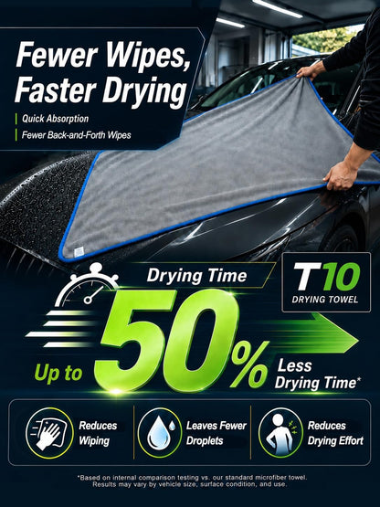 SHSCLY Compact Car Drying Towels, 2 Pack Twist Loop Microfiber Towels, Lightweight and Easy to Control, Highly Absorbent for Cars, Glass, Mirrors and Interior, 20 x 24 Inch