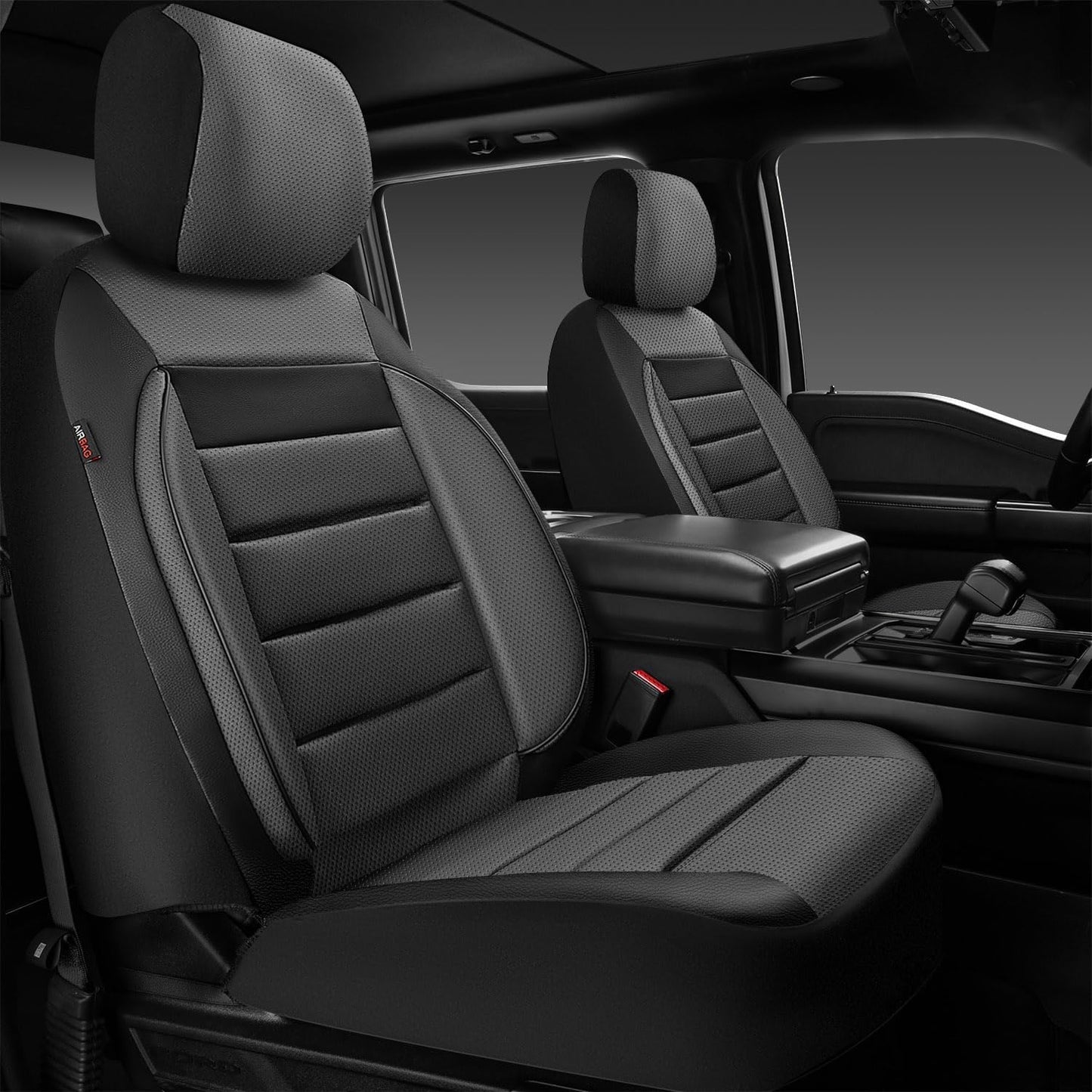 CAR PASS Leather Seat Covers Full Set Universal Water Resistant 3D Foam Back Support, Luxury Comfort Automotive 5 Seat Covers All Season Fit for SUV,Sedan,Van, Airbag Compatible Elegance(Pure Black)