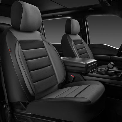 CAR PASS Leather Seat Covers Full Set Universal Water Resistant 3D Foam Back Support, Luxury Comfort Automotive 5 Seat Covers All Season Fit for SUV,Sedan,Van, Airbag Compatible Elegance(Pure Black)