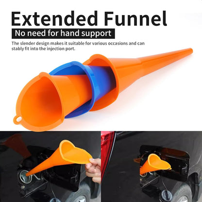 Oil Funnel 3-Pack, Multi Function Plastic Long Neck Oil Funnel - for All Automotive Oils Lubricants Engine Oils Water Diesel Fuel Kerosene