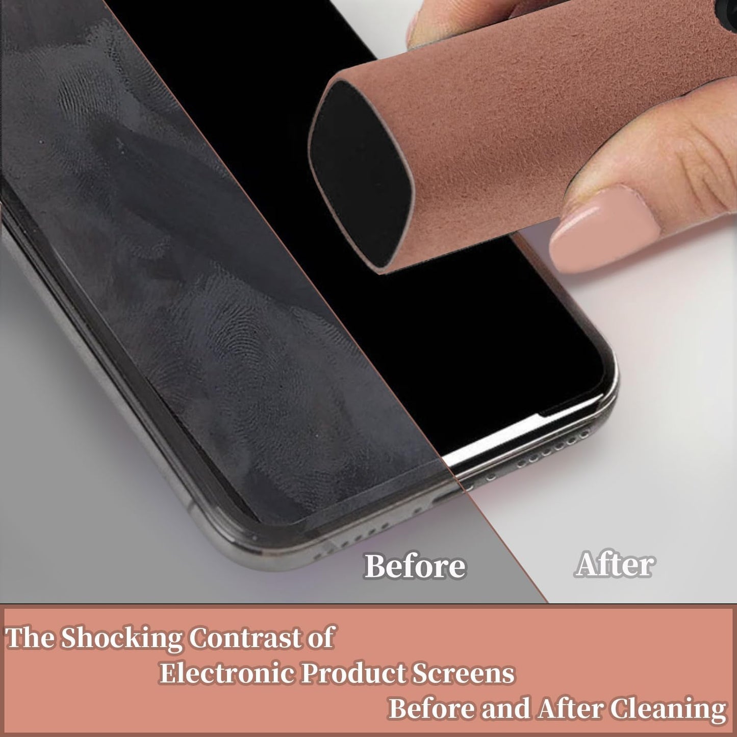 Car Screen Cleaner Spray and Wipe for Women, Cell Phone Touchscreen Cleaning Wiper Kit Accessories for MacBook Display iPad iPhone Mac Laptop Computer Monitor TV Screens, Black Grey White
