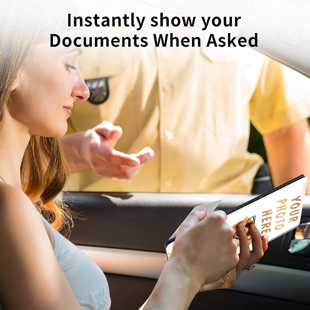 Car Registration and Insurance Holder, Leather Car Glove Box Organizer, Cool Car Accessories for ID, Driver's License Cards & Essential Document, business cards, Men&Women, Retro Audio Cassette