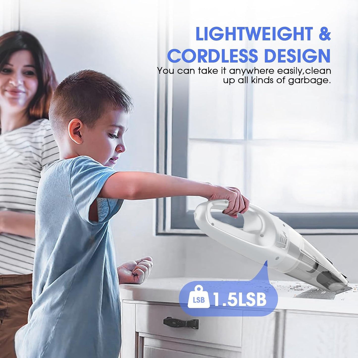 YOOHI Handheld Vacuum Cordless Rechargeable – 6000Pa Mini Hand Held Vacuum, LED Light, 20–25 Mins Runtime, USB Charging, 500ML Cup – Lightweight Small Vacuum Cleaner Cordless for Car/Office/Home