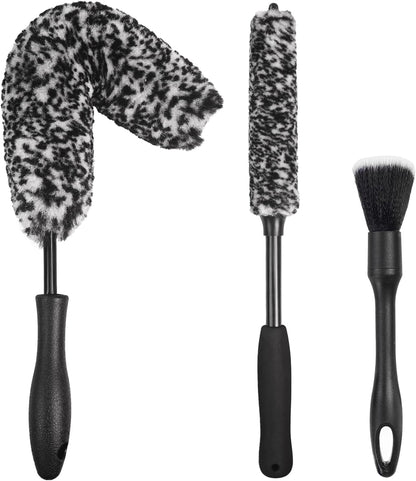 3PCS Wheel Brush Kit for Cleaning Wheel and Tire, Wheel and Rim Brush, Car Detailing Brushes, Bendable & Durable Car Wheel Rim Cleaner Brush Set,Car Detailing Cleaning Brush Supplies Kit