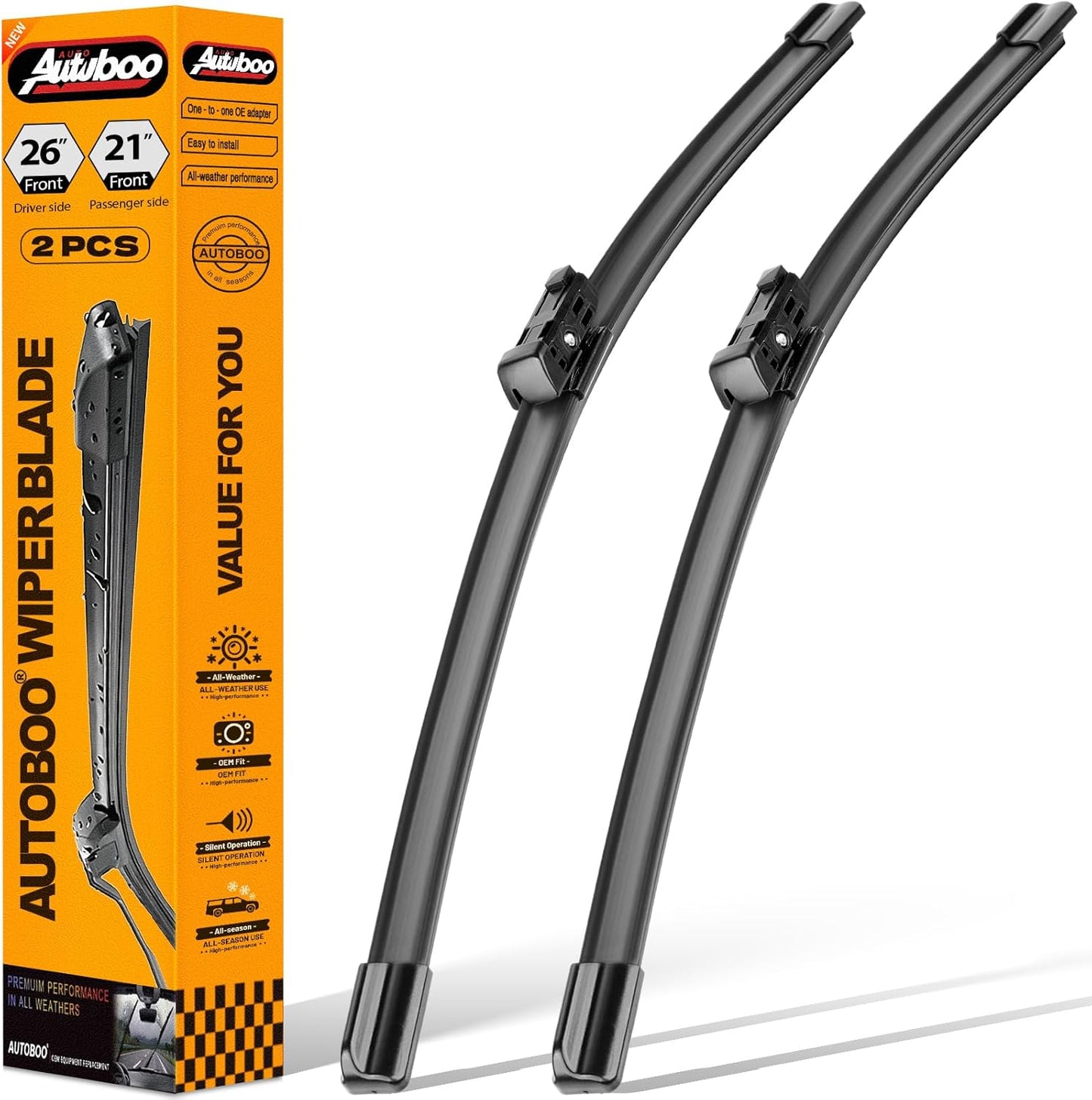AUTOBOO 26"+19" Windshield Wipers Replacement for Tesla Model 3 2017 2018 2019 2020 2021 2022 2023 2024 2025 Model Y 2020 2021 2022 2023-2025 -Original Factory Quality (Pack of 2) - Colors A