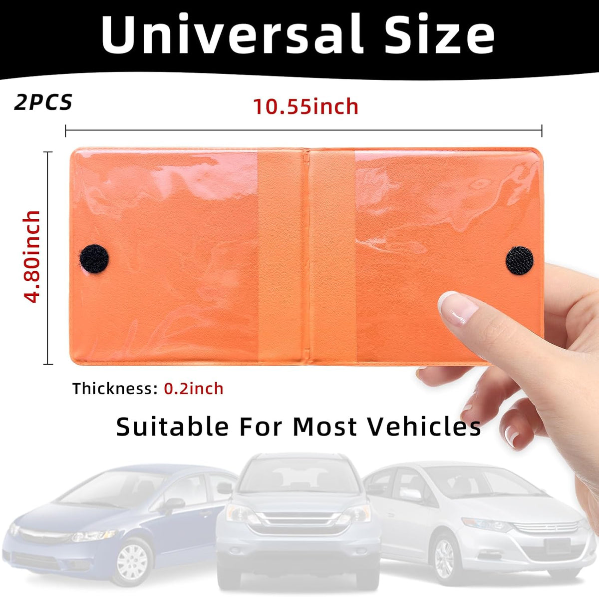 Ziciner Car Registration Insurance Holder, 2Pack Essential Auto Card Document Glove Box Organizer with Touch Fastener, Vehicle Interior Accessories Perfect for Most Car, Truck, SUV (Red/Small Car)