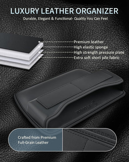 FLORICH Car Seat Gap Filler, Pro-Seats Gap Filler Organizer and Storages 2-in-1, Premium Leather Center Console Organizer, Car Organizer Front Seat Universal Fit for Car SUV Truck