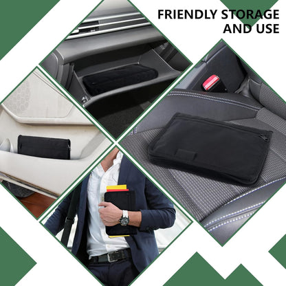 Car Registration and Insurance Holder,Glove Box Compartment Organizer,Zipped Design Owner Manual Case,Multi-Pocket Paperwork Glove Bag,Soft Document Organizer for Car Insurance License Cards Driver