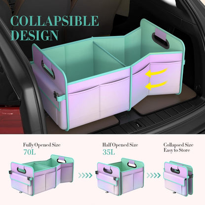 titiyiof Trunk Organizer For Suv & Sedan,Car Organizers and Storage, Waterproof Collapsible & Adjustable Straps,Sturdy Car Organization for Car Accessories, Tools,Food，Sundries,2-3 Compartment（Beige）