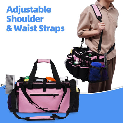 Large Cleaning Supplies Bags for Housekeepers, Professional Wearable Cleaning Supply Caddy for House Cleaners Detail Car Cleaning Supplies Organizer Tote with Handle, Grey