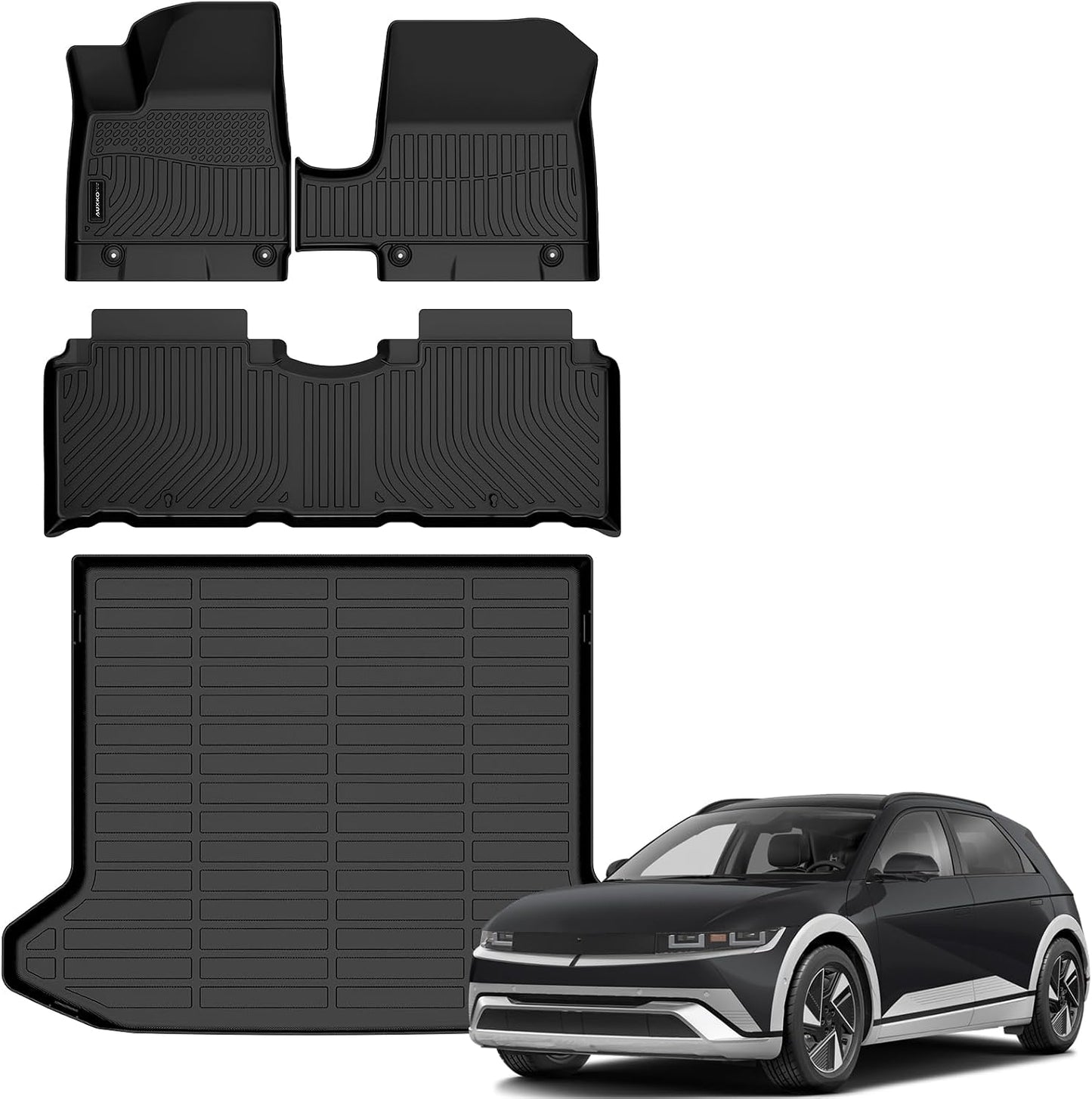 Auxko All Weather Floor Mat & Cargo Mat Fit for 2026 2025 2024 2023 2022 Hyundai Tucson Hybrid(Not PHEV) TPE Liner Tucson Accessory Set All Season Odorless Anti-Slip Floor Liner