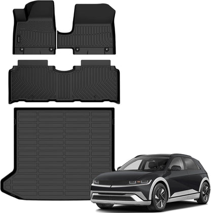 Auxko All Weather Floor Mat & Cargo Mat Fit for 2026 2025 2024 2023 2022 Hyundai Tucson Hybrid(Not PHEV) TPE Liner Tucson Accessory Set All Season Odorless Anti-Slip Floor Liner