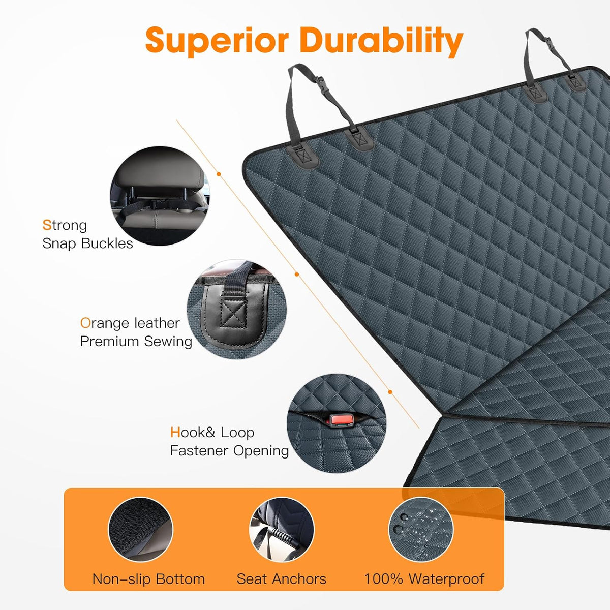 MIXJOY Dog Seat Cover for Back Seat Waterproof Dog Seat Covers for Cars, Car Seat Protector for Dogs, Nonslip Back Seat Cover for Trucks & SUV