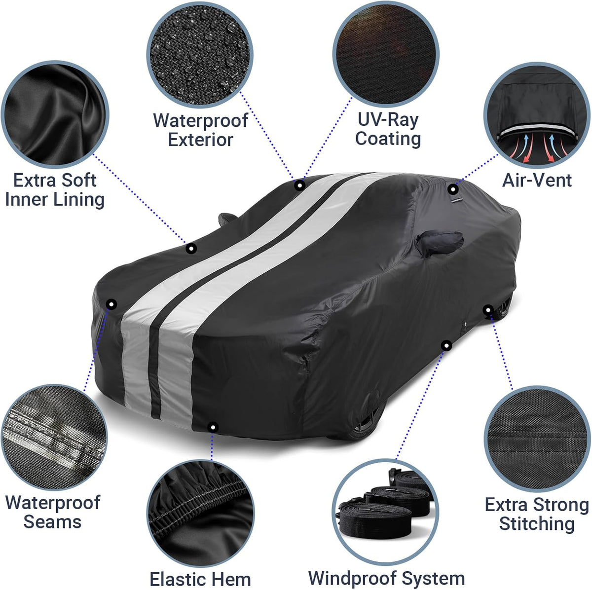 iCarCover Premium Car Cover for 1990-2017 Lexu s LS400, LS430, LS460 Heavy Duty Waterproof All-Weather Automobiles Custom Fit Indoor Outdoor UV Snow Protection Covers with Straps and Bag - Colors B