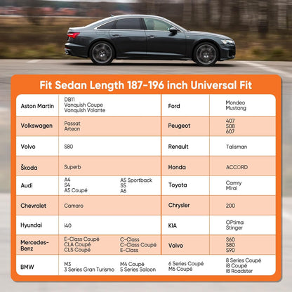 NEVERLAND Sedan Car Cover Waterproof Heavy Duty All Weather Protection Snow Anti-UV Windproof Outdoor Full Car Cover Fit for Automobiles BMW/Mercedes-Benz/Honda（for Car Size:183''L x 70''W x 59''H）