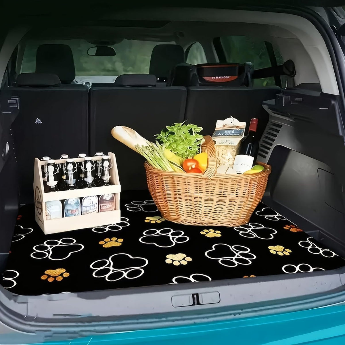 Universal Car Trunk Mat 29" x 39",Purple Colorful Flowers All Weather Trunk Protection Cargo Liner, Durable Cargo Mat Rear Trunk Liner,Stylish Vehicle Interior Accessories Suitable for Most Car Models