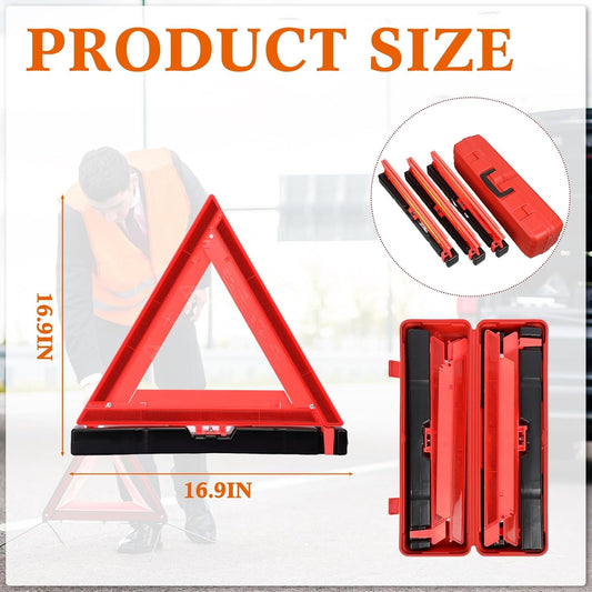 Kanayu 12 Pcs Warning Triangle Dot Approved Foldable Emergency Safety Triangles Reflective Road Safety Triangle with Carrying Case Heavy Base Roadside Warning Sign for Car Truck