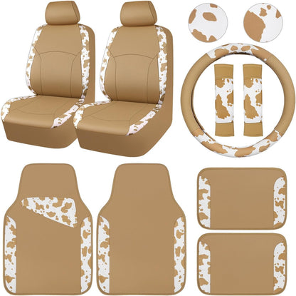 CAR PASS Waterproof Universal Car Floor Mats, Leopard Print Car Mats Fit for SUV,Vans,sedans, Trucks,Set of 4pcs Car Carpet with Driver Heel Pad and Nibs Backing, Leopard Car Accessories Gray Leopard