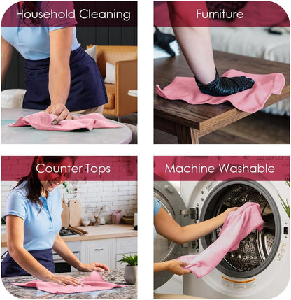 Avalon Towels Microfiber Cleaning Cloths (Value Pack of 36) - Size 16 x 16 Inches, Highly Absorbent Cleaning Rags, Lint Free, Reusable and Washable, Microfiber Towels for Cars