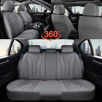 Coverado Seat Covers, Car Seat Covers Full Set, Black Car Seat Cover, Car Seat Covers Front Seats Back Seat Cover, Waterproof Car Seat Cushion, Leather Seat Covers Seat Protector Fit for Most Cars