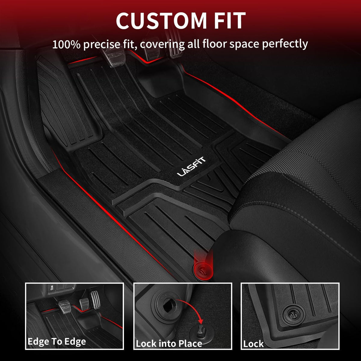 LASFIT Floor Mats and Cargo Liner for Honda CR-V 2026 2025 2024 2023 (Gasoline & Hybrid & e:FCEV), All Weather TPE Car Trunk Mat (Upper Position), 1st & 2nd Row & Trunk Liner Full Set Black