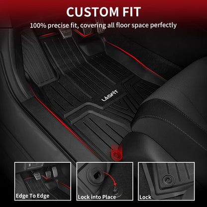LASFIT Floor Mats and Cargo Liner for Honda CR-V 2026 2025 2024 2023 (Gasoline & Hybrid & e:FCEV), All Weather TPE Car Trunk Mat (Upper Position), 1st & 2nd Row & Trunk Liner Full Set Black