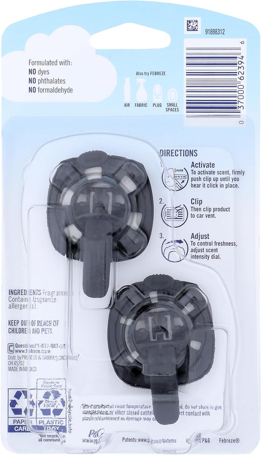 Febreze Car Air Freshener Vent Clip Platinum Ice Scent, .07 oz. Car Vent Clip, Pack of 4