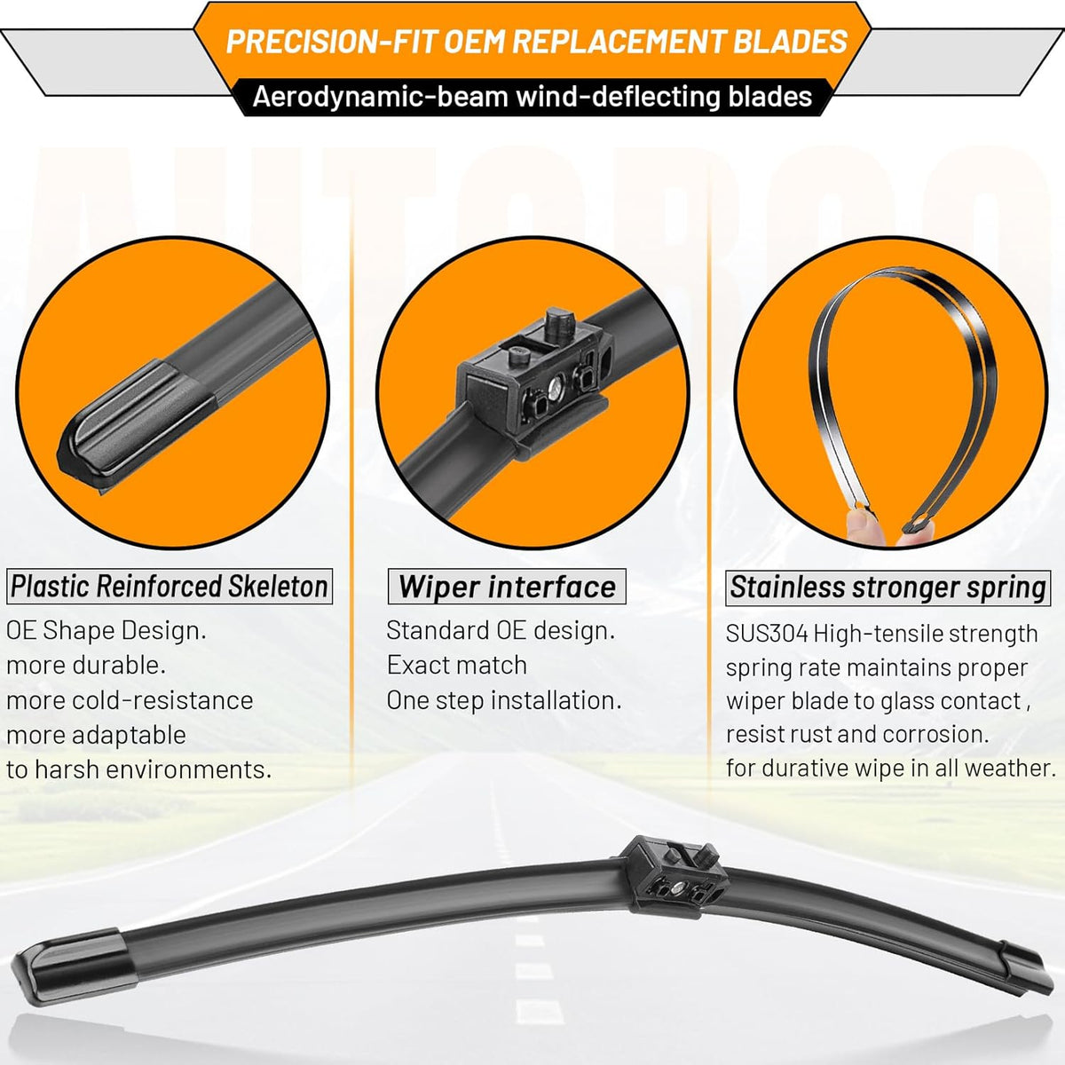 AUTOBOO 26"+19" Windshield Wipers Replacement for Tesla Model 3 2017 2018 2019 2020 2021 2022 2023 2024 2025 Model Y 2020 2021 2022 2023-2025 -Original Factory Quality (Pack of 2) - Colors A