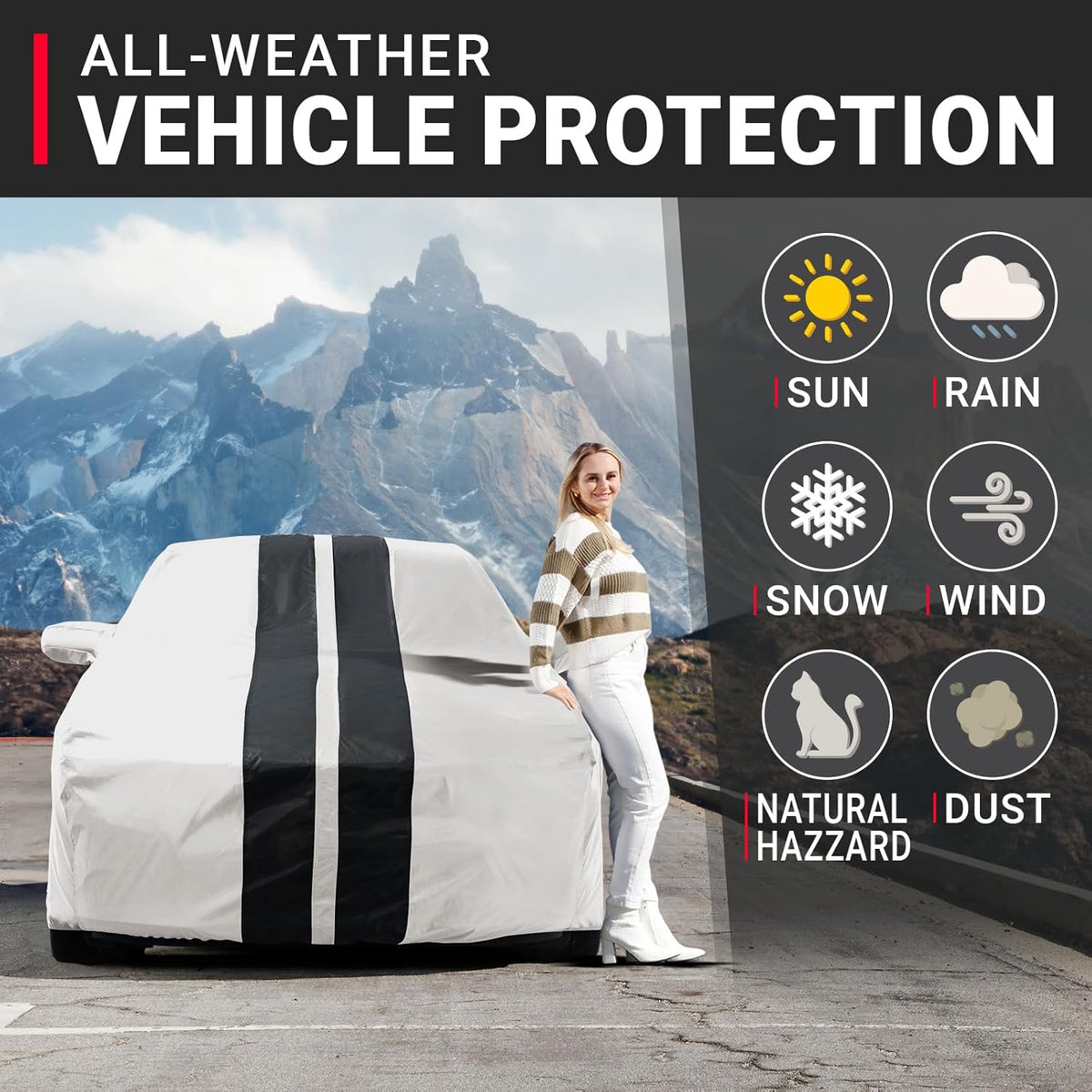 iCarCover Premium Car Cover for 1970-1972 Chevy Monte Carlo Heavy Duty Waterproof All-Weather Automobiles Custom Fit Indoor Outdoor UV Snow Protection Covers with Straps and Bag - Colors C