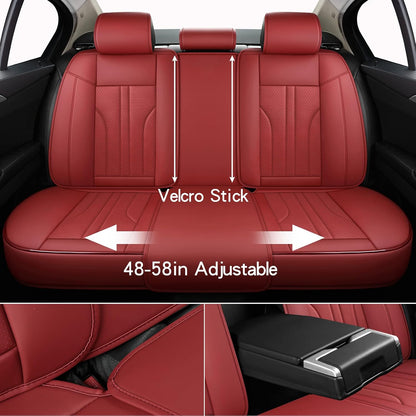MINGBRON Car Seat Cover Full Set, Leather Car Seat Cover, Waterproof Seat Covers, Car Seat Cushion, Nappa Leather Seat Covers Car Seat Protector Universal Fit Most Cars Black