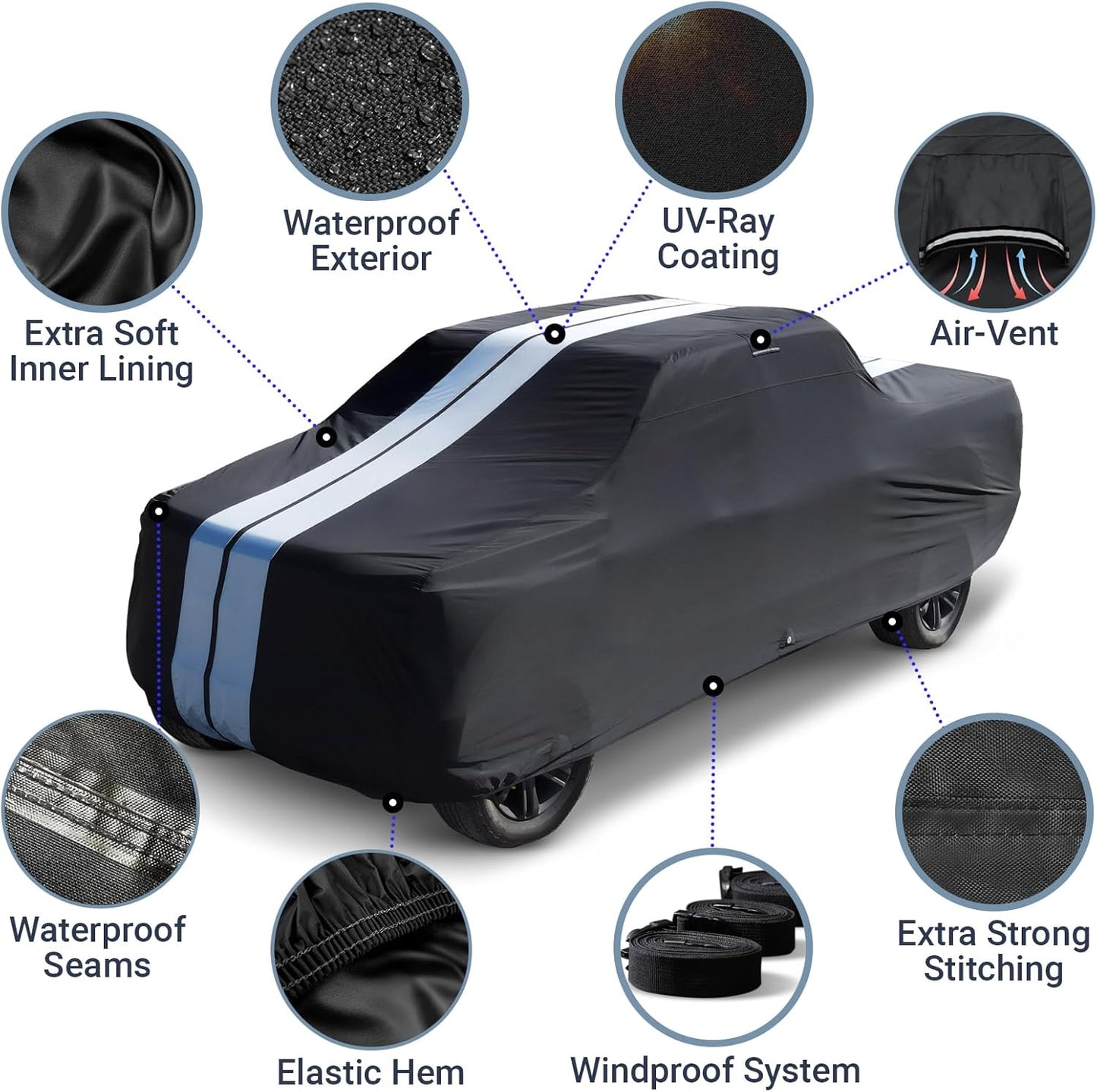 iCarCover 15-Layer Car Cover Waterproof All Weather | Premium Quality Car Covers for Automobiles, UV Protection, El Camino, Impala, Bel Air, Monte Carlo, Galaxie, Charger, Size C21 (See Size Chart) - Colors A