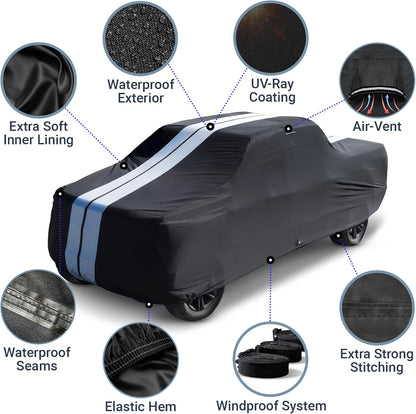 iCarCover 15-Layer Car Cover Waterproof All Weather | Premium Quality Car Covers for Automobiles, UV Protection, El Camino, Impala, Bel Air, Monte Carlo, Galaxie, Charger, Size C21 (See Size Chart) - Colors A