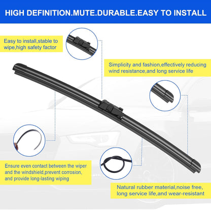 ANIKLUIM® 28"+28" Wiper Blades with 16" Rear Wiper Blade Set Replacement for 1996-2007 Caravan Town & Country Windshield Wipers Original Factory Quality (Pack of 3) - Colors A