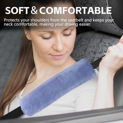 wuyaoyao 2PCS Car Seat Belt Pads Shoulder Cover, Soft Plush Auto Seat Belt Pad for Protecting Neck and Shoulder, Universal Car Shoulder Strap Cushion Protector for Adults Kids Women Men (Blue Gray)