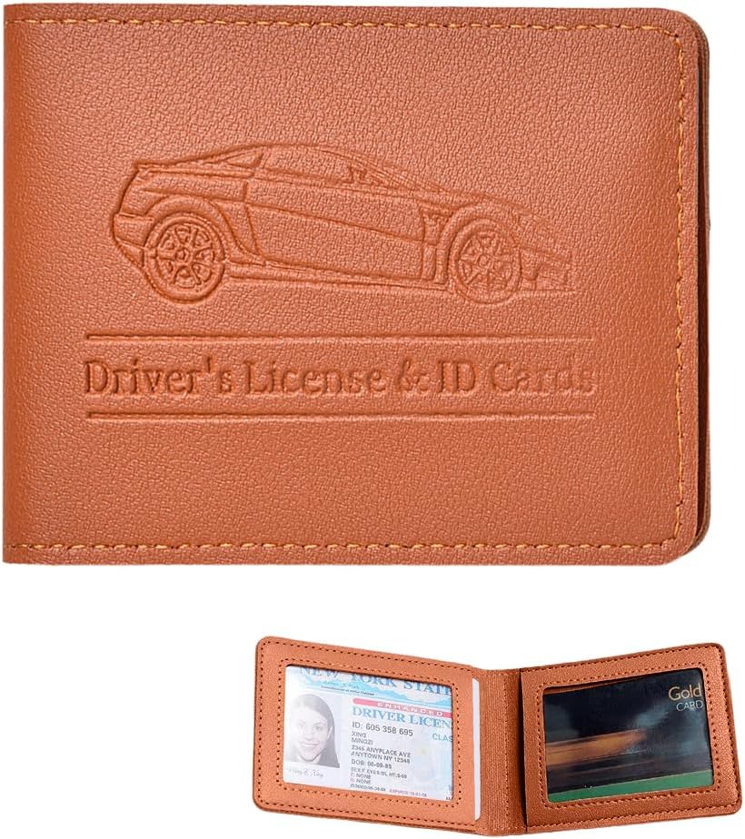 Car Registration Insurance Holder, Vehicle Document Glove Box Organizer, Small Automotive Interior Comparment Driver License Case Accessories for Men Women, Universal Fit (Red)