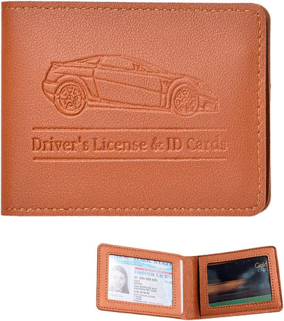 Car Registration Insurance Holder, Vehicle Document Glove Box Organizer, Small Automotive Interior Comparment Driver License Case Accessories for Men Women, Universal Fit (Red)